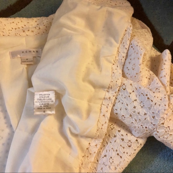 Anthro Cream Eyelet Lace Blazer - Picture 3 of 4